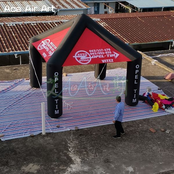 Beautiful 4mLx4mW Inflatable Black Spire Cube Kiosk Tent for Advertising Promotion Event