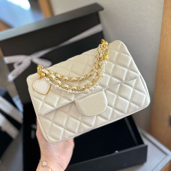 NEW 2024 Fashion Classic bag Pearl Golden ball chain bag Designers bags Leather Shoulder bag Women Womens crossbody Vintage Clutch Messenger