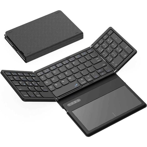 Keyboards Portable Full Size Folding Keyboard with Touchpad Foldable Bluetooth Keyboard Wireless Travel Keyboard for Windows-iOS-Android H24
