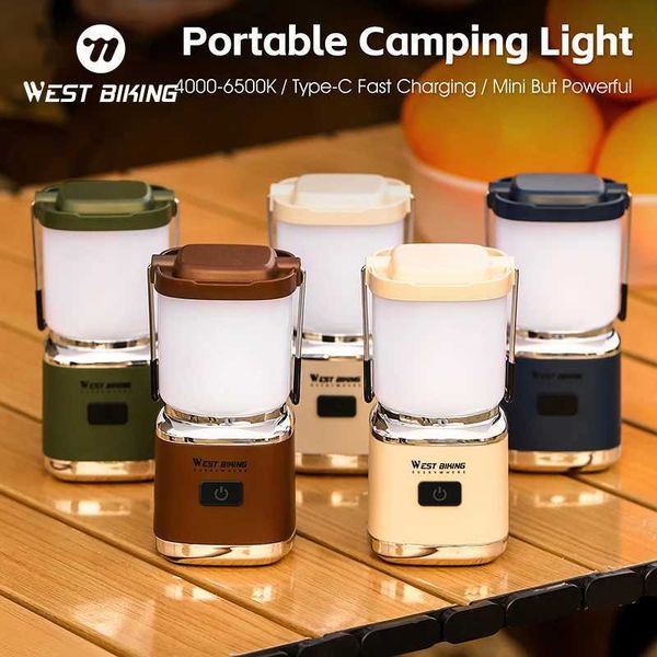 Solar Camping Lantern WEST BIKING Portable Camping Light USB Charging Hook Camping Light Adjustable Outdoor Waterproof Tent Light CL241225