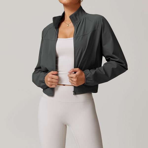 2025--Women Yoga Jacket Womens Workout Sports gym Coat Fitness Jackets Sports Quick Dry Activewear Top Solid Zip Up Sweatshirt Sportwear