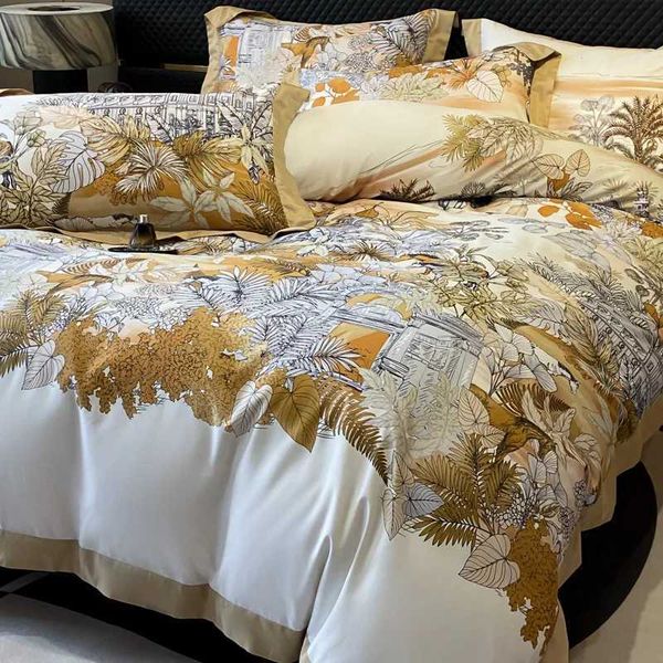 European-Style High Quality Cotton Four-Piece Digital Printing Spring and Autumn Bed Sheet Quilt Cover Bedding SetM240816