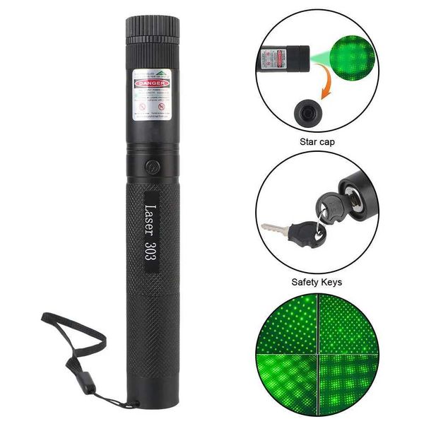 High Quality Equipped with 2 safety keys green laser vision cat toy powerful laser pen laser pointer with adjustable focus strong visible be
