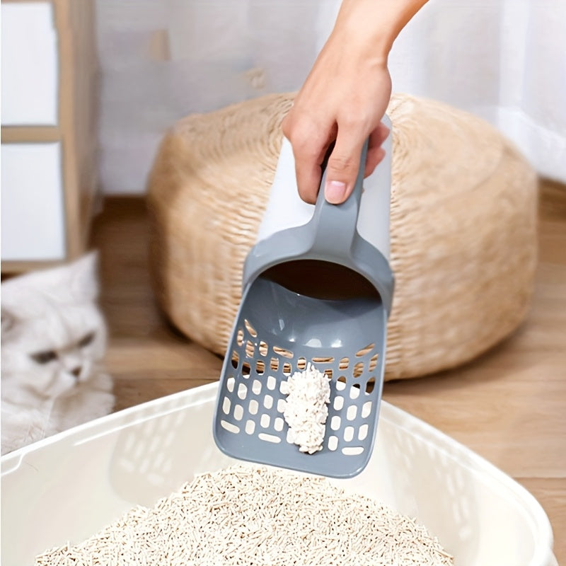 TEMU Large Capacity Mess-free Cat Litter Scooper With Bag For Large & Multiple Cats, Spill-proof Litter Box Scooper With Scoop Holder