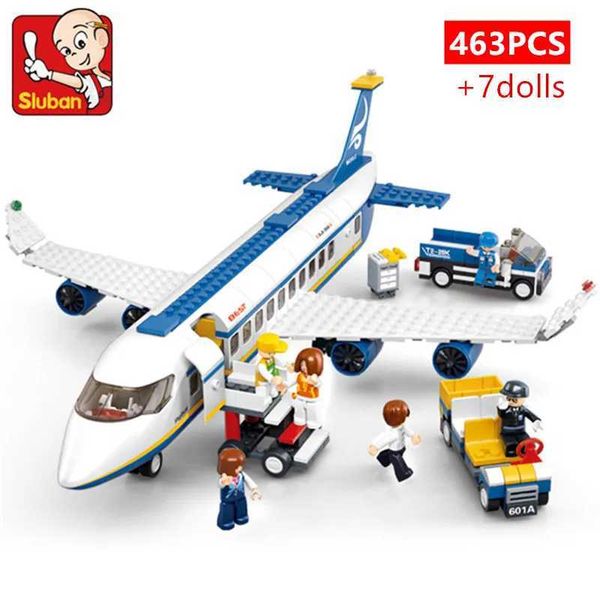 463Pcs City Airport Airbus Aircraft Airplane Plane Brinquedos Avion Model Building Blocks Bricks Educational Toys for ChildrenC250210