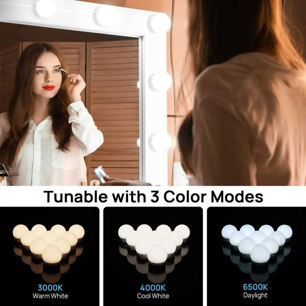 3-color LED vanity mirror light bulb dimmable vanity light wall lamp desk lamp dimmable LED vanity mirror light B240815