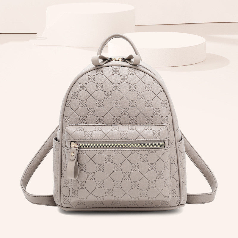 outlet ladies bag this year&#039;s popular embossed handbag daily Joker solid color leather leisure backpacks small fresh and simple atmosphere prin