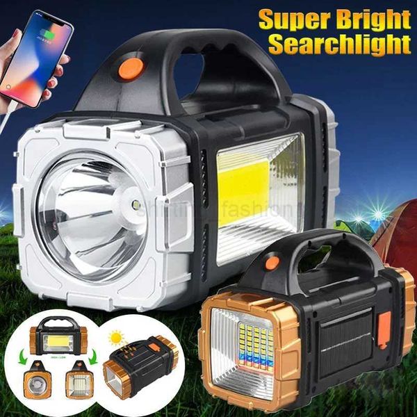 Solar Flashlight Portable Electric Searchlight Hand-held Flashlight Large Capacity Waterproof Emergency Camping Light SpotlightXJ240810