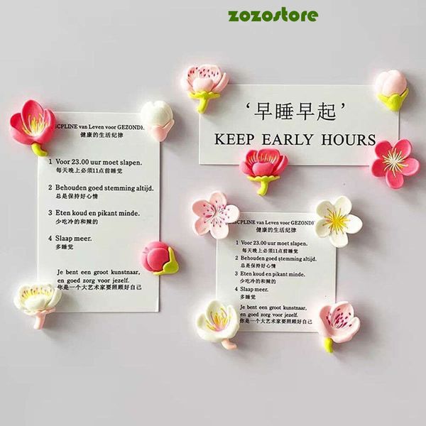12 PCS Colorful Flower Fridge Magnet Cherry Blossoms Refrigerator Magnets Kitchen Accessories Whiteboard Magnets