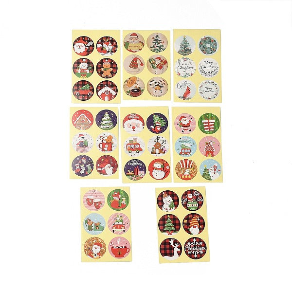 48 pièces thème de noël rond point papier photo autocollants pour bricolage scrapbooking
