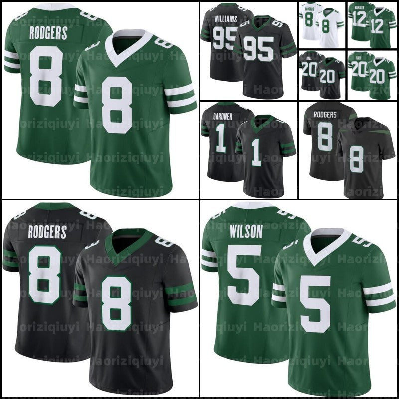 8 Aaron Rodgers Ahmad Sauce Gardner Football Jersey Breece Hall 5 Garrett Wilson Quinnen Williams Quincy Joe Klecko Allen Lazard CJ Mosley Jermaine