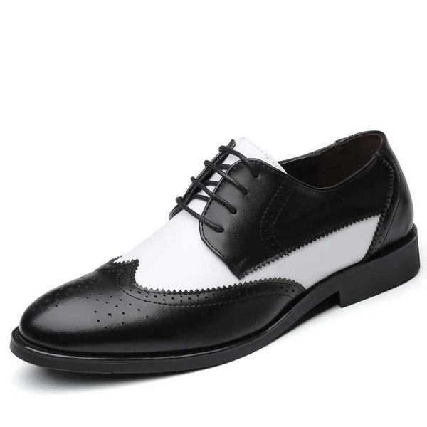 Mens dress shoes Elephant black and white leather shoes mens Oxford fashion British design mens wedding dress formal party shoes Y241017