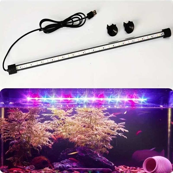 Aquarium USB Multicolor 17-47cm LED Lighting Submersible Atmosphere Light Waterproof Fish Tank Decoration Plant Grow LightLX241107