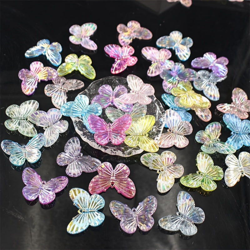 TEMU 40pcs 30x23mm Iridescent Pendant Beads - Multicolor Shimmering Loose Beads For Making, Earrings, Necklace, Keychain & Phone Case Decorations,