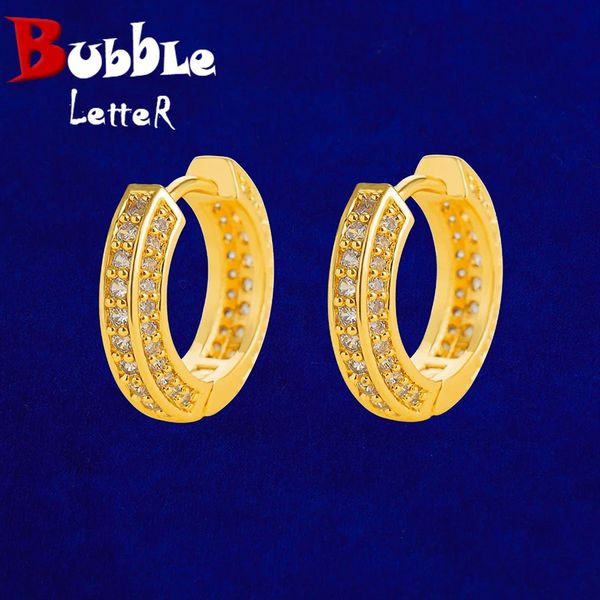 Bubble Letter Mens Earrings Trends Real Gold Plated Hip Hop Jewelry Christmas Gift 241122