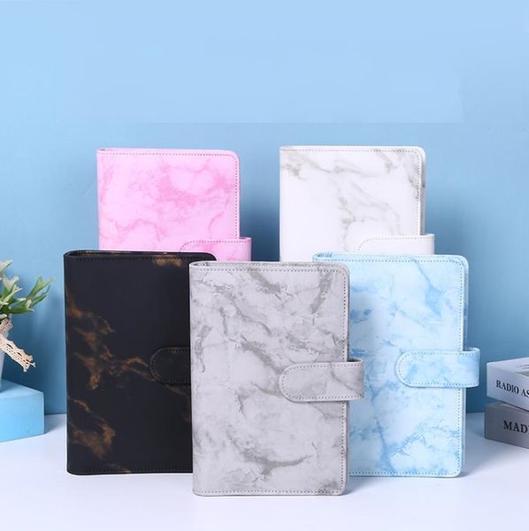 A6 Marbling color Notebook Binder PU Leather 6 Rings Notepad Spiral Loose Leaf Notepads Cover Diary Shell for Student SN5046
