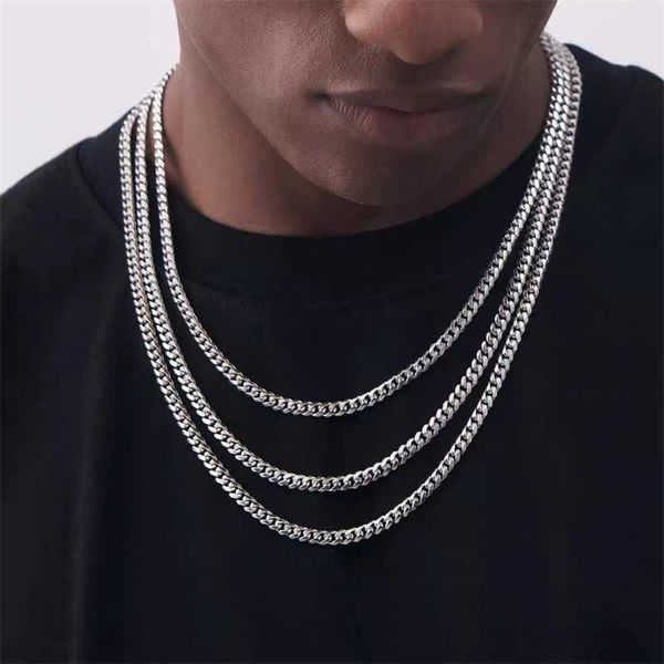 Strands TOP Hop Cuban Chain Necklace for Men Women Punk 3 to 7 Mm Stainless Steel Choker Vintage Jewelry Accessories 230613
