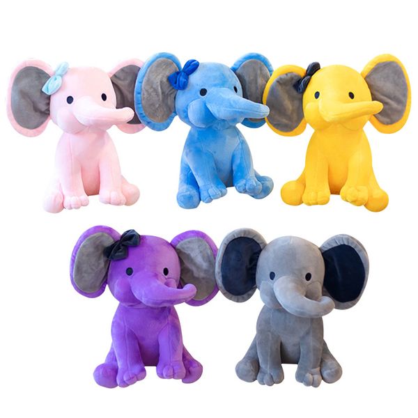 Kids Elephant Plush Toys With Christmas Hat Soft Pillow Stuffed Cartoon Animals Soft Dolls Toys Kids Sleeping Back Cushion Children Birthday