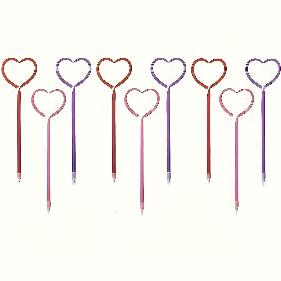 TEMU 9pcs Heart-shaped Ballpoint Pens Set, Valentine's Day Fine Instruments - Mixed Color Ballpoints For School, Office Supplies, Party Favors, And