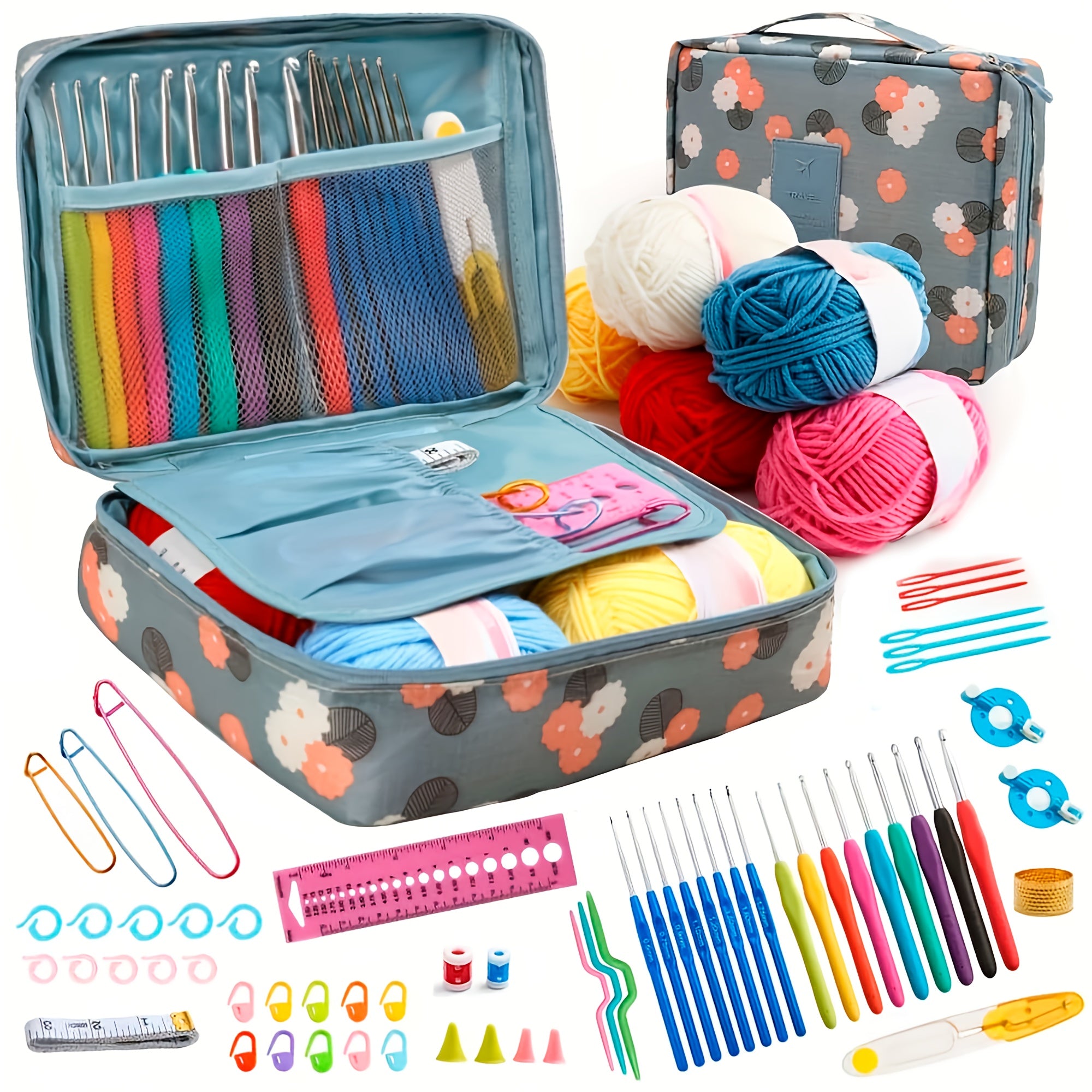 TEMU 67pcs Complete Crochet Starter Kit For Beginners Adults - Knitting Supplies With Yarn, 2-6mm Ergonomic Hooks, Step-by- & Video Tutorials |