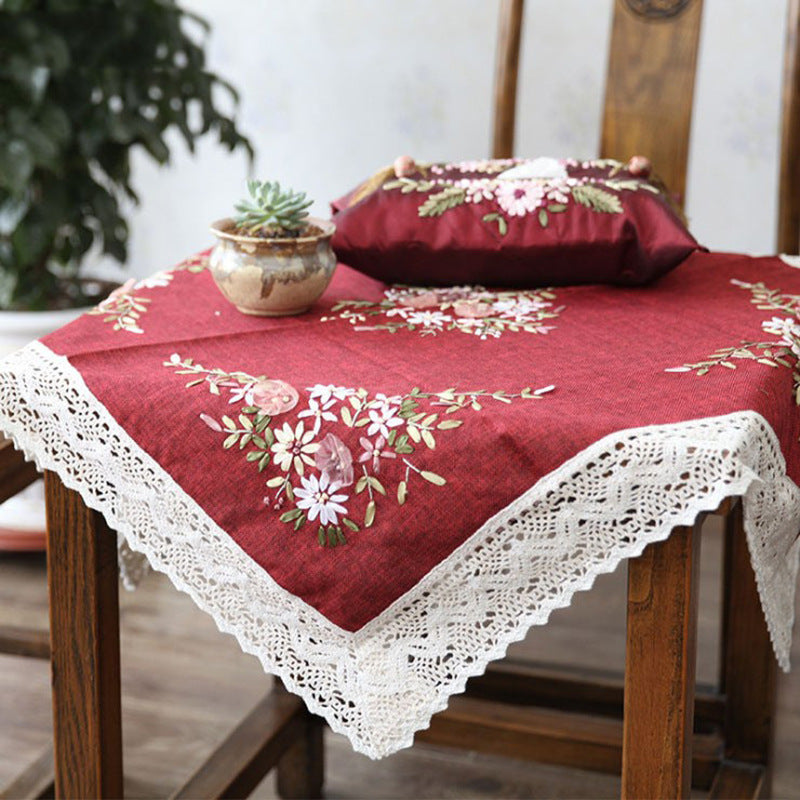 W248 Tablecloth fabric pastoral small fresh rectangular coffee table tablecloth tablecloth