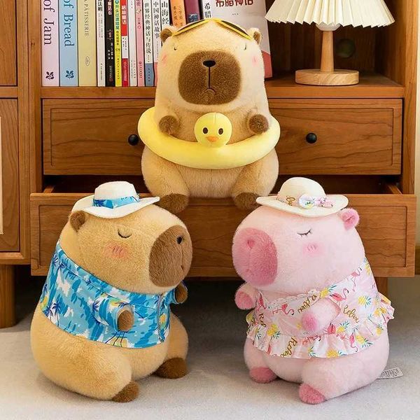 Plush Dolls Yellow Duck Swim Ring Capybara Plush Toy Cute Simulation Beachwear Capibara Kawaii Stuffed Animal kapibala Birthday Travel Gifts