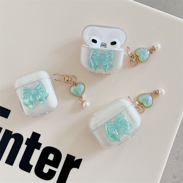 ddmygifts Sparkling pink mint green bow suitable for Pro 1-2-3 generation Bluetooth wireless headphone cover, cute A