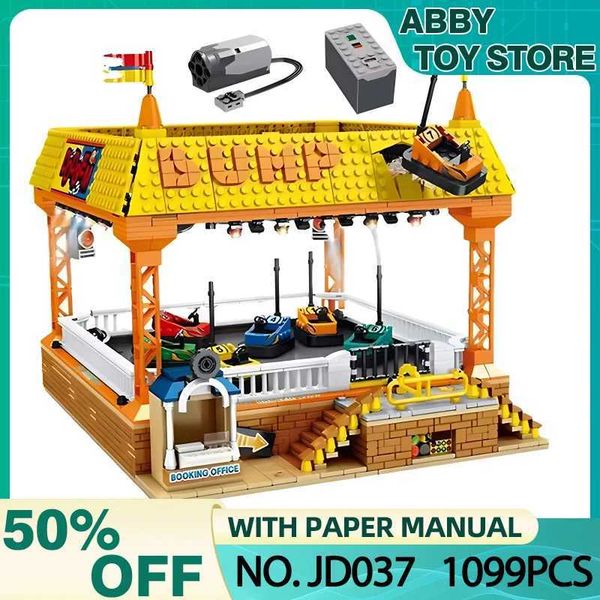 Blocks MOC-JD037 Creative Expert City Street View Building Blocks Electric Playground Bumper Car Model Bricks Puzzle Brithday Toys s S241220