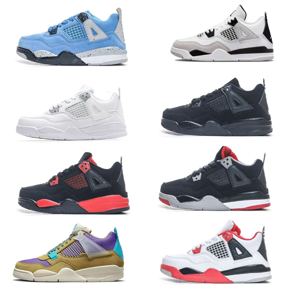 Trainers Kids Baby 4 J4 Sports Basketball Shoes Military Black Fire Red 4S Blue Black Cat White Cement Infant Boy Girl Tennis Red Thunder Infrared O