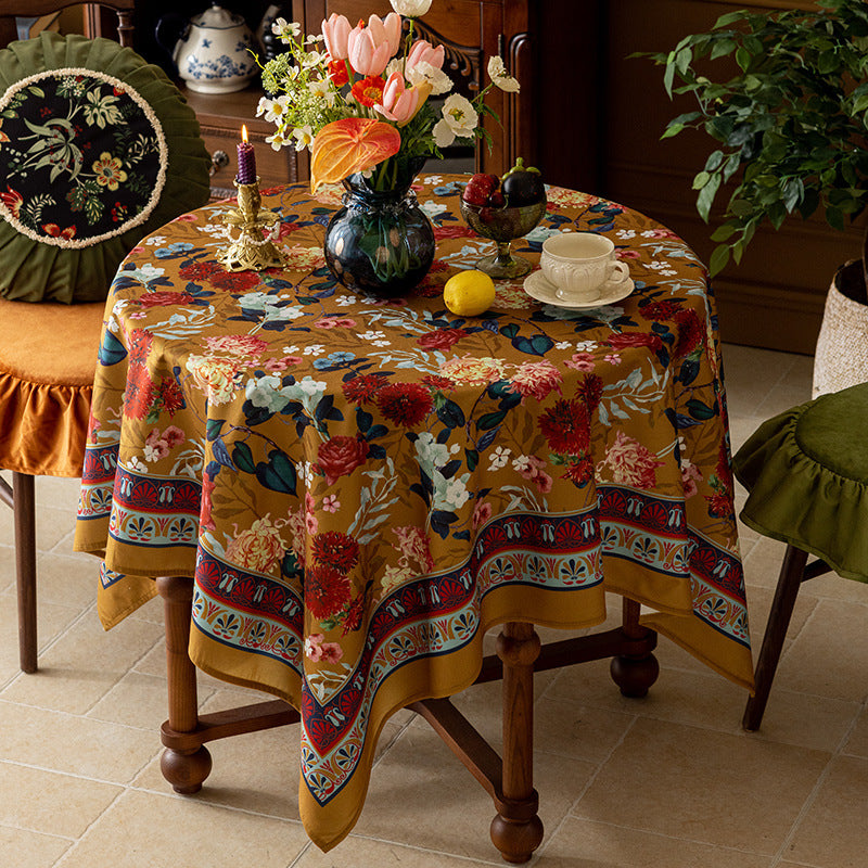 Round Table High-end Sense Household Dining Table Tablecloth Atmosphere Coffee Table Cover Printed Rectangular Tablecloth
