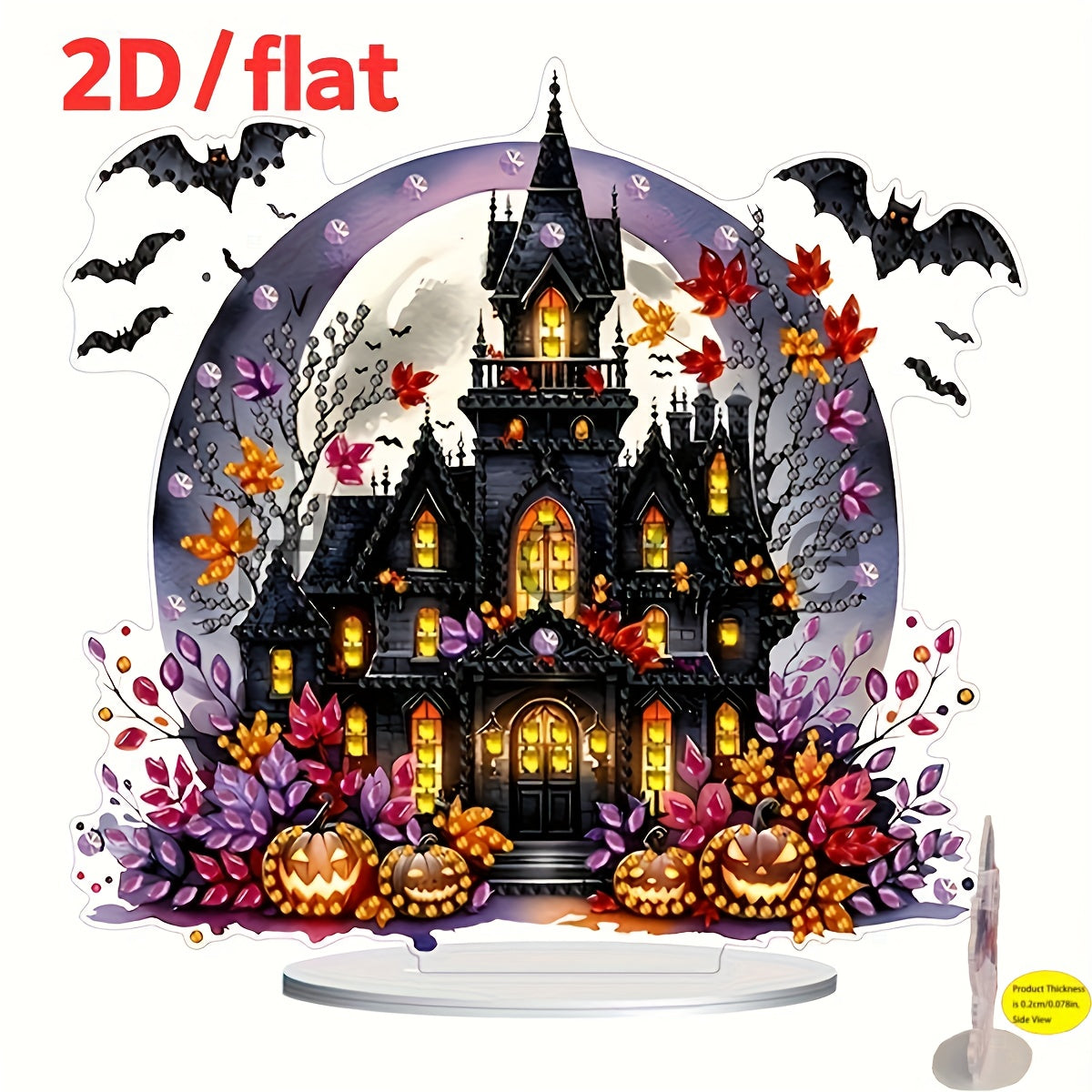 TEMU 1pc, 2d-flat Diy Halloween Night Castle Kit, Acrylic Craft Set For Tabletop Decoration With Unique Shapes, Festive Surprise Gift
