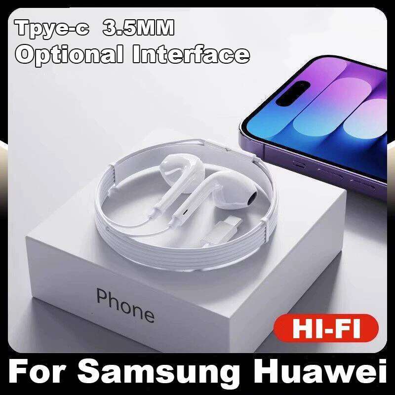 #3.5mm Headphones In Ear Tpye-c Headset Wired Earphones with Microphone Stereo Earbuds Sports In-line Control For Phones