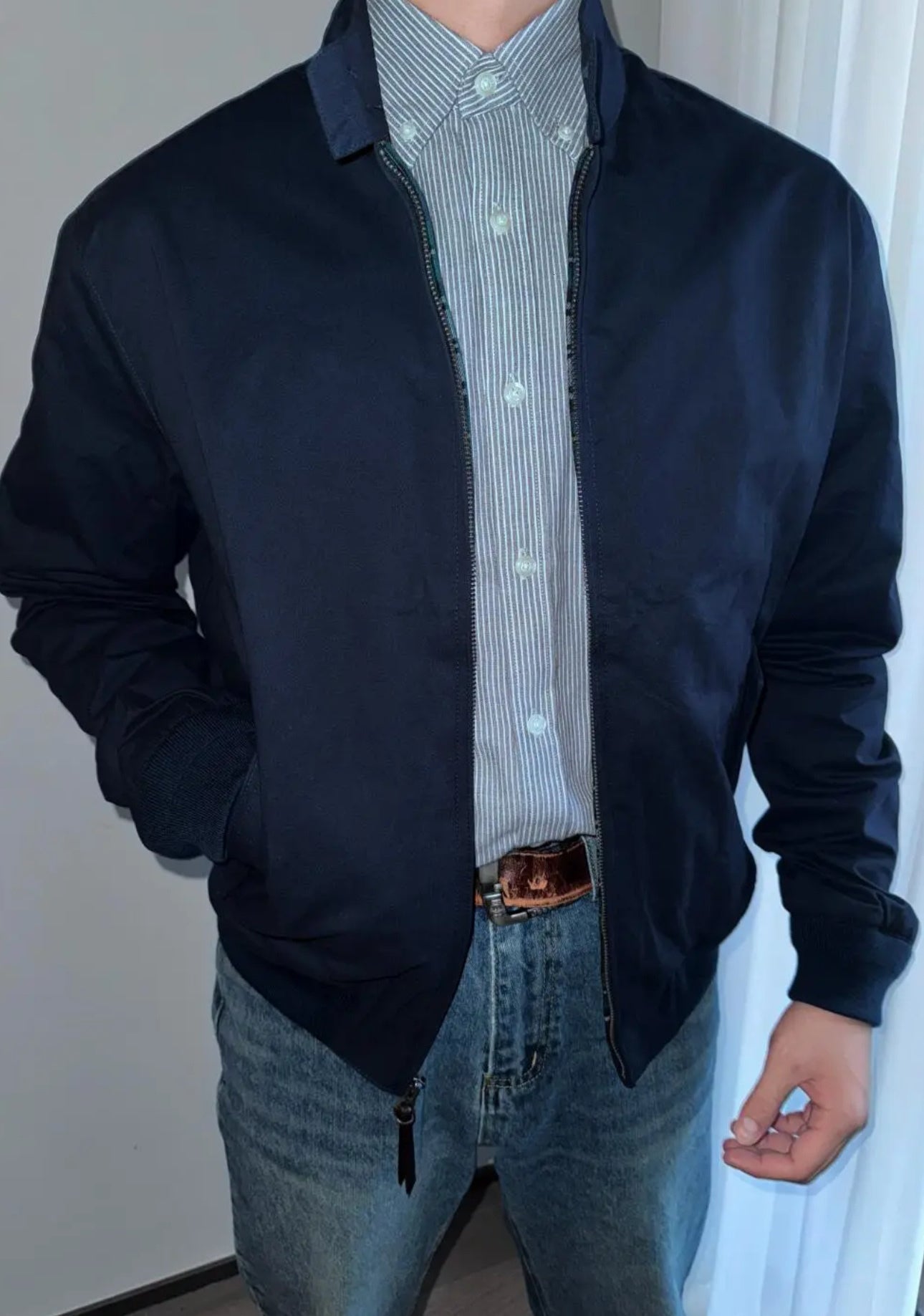 Mens Small Horse Embroidered Workwear Coat Zip Up Design Vintage Utility Jacket Lapel Collar Khaki Color Comfortable Fit Casual Outerwear Designer B