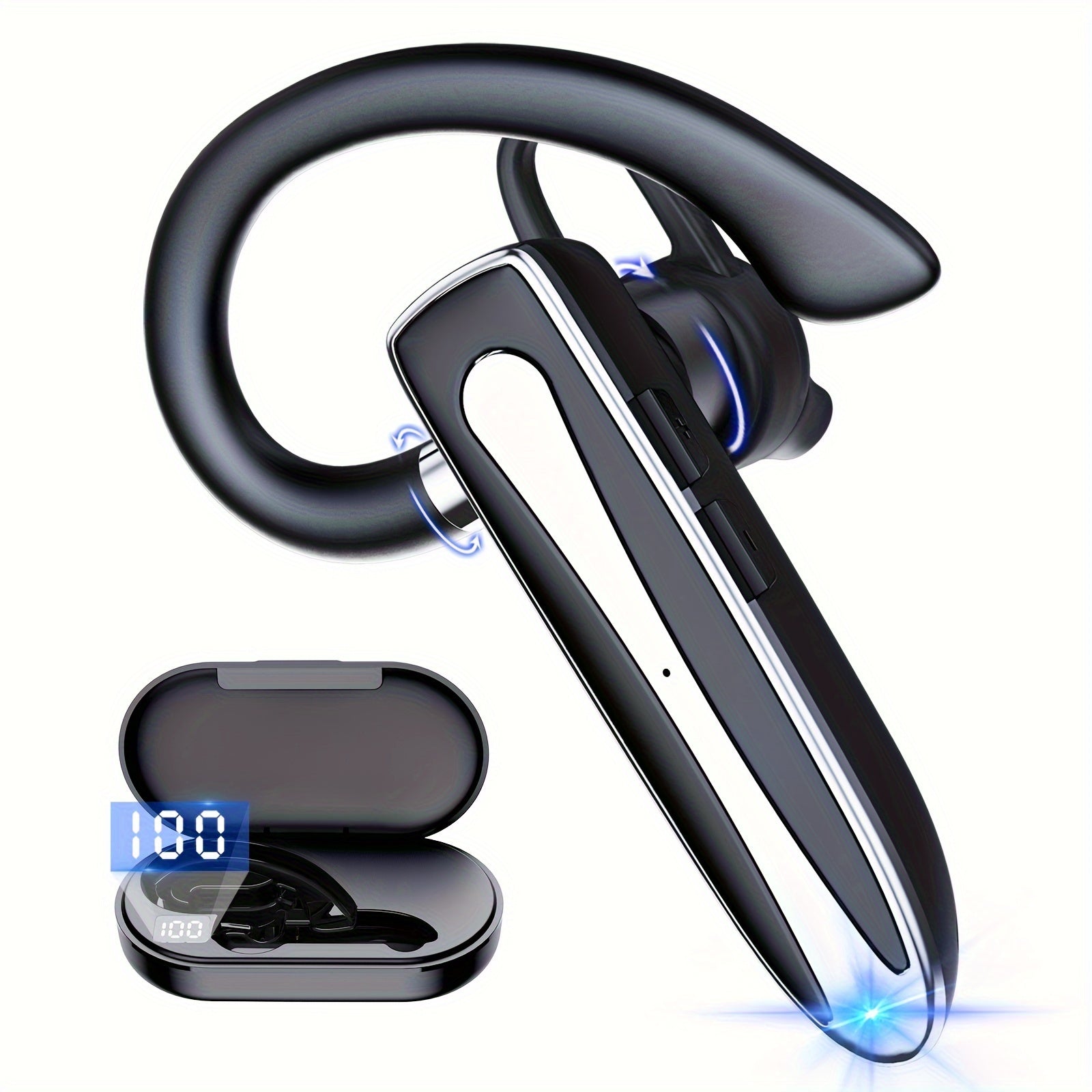 TEMU Wireless Earphones -single Ear Business Headset Long-lasting 120-hour Standby, 500mah Noise-cancelling, Earbuds With Microphones For Truck