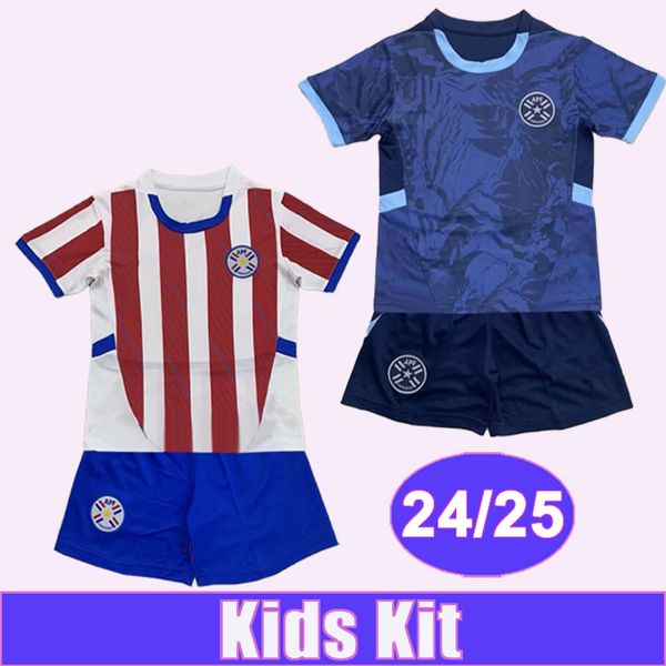 24 25 Paraguay National teamKids Soccer Jerseys M. ALMIRON ENCISO A. BAREIRO J. ALONSO M. VILLASANTI Home Away Football Shirts Uniforms