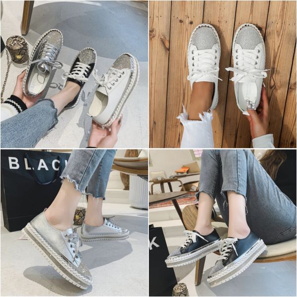 New Designer Shoes Frete grátis de fundo plano Couro branco de alta qualidade Versátil Casual Athleisure Womens Outdoor Antiskid confortável