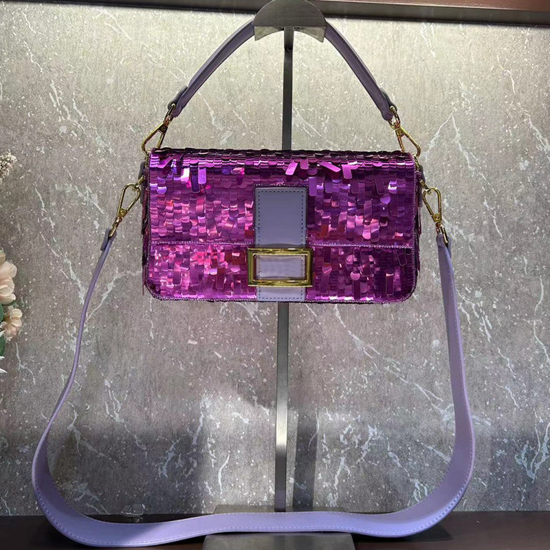 Sequin designer bag handbag purse chain crossbody bag luxury wallet shimmer clutch bag women shoulder bags flap embroidery beach bag pouch removable