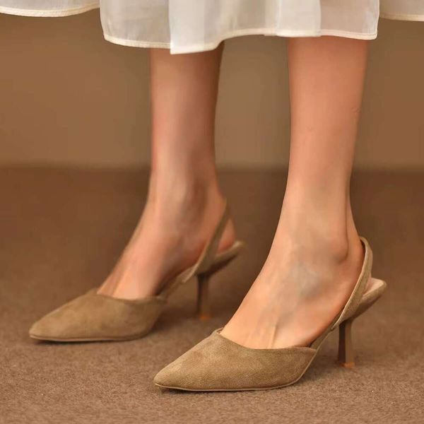 Temperament Pointed Thin Heel Sandals for Women Summer New Cover Toe Shallow Back Strap Fashion Ladies Office Career Shoes