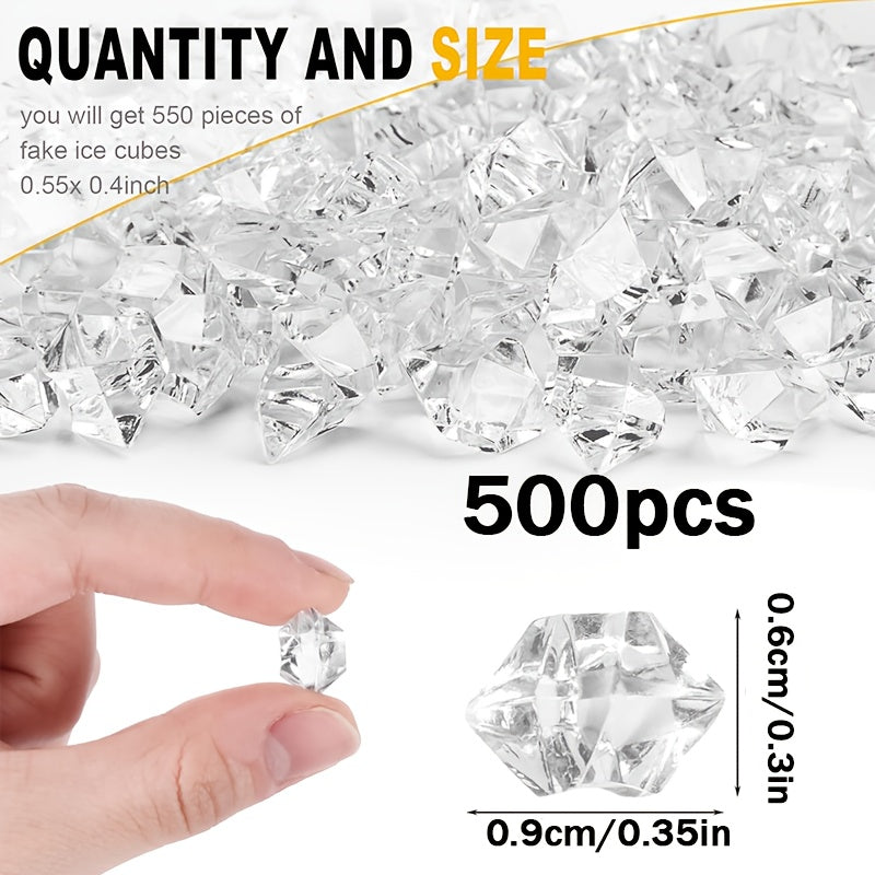 TEMU Gdgdsy Acrylic Crushed Ice Marbles - 500pcs, For Diy Crafts, Vase Fillers, Wedding Table , Bridal Shower, Anniversary, Bachelorette Party, Home