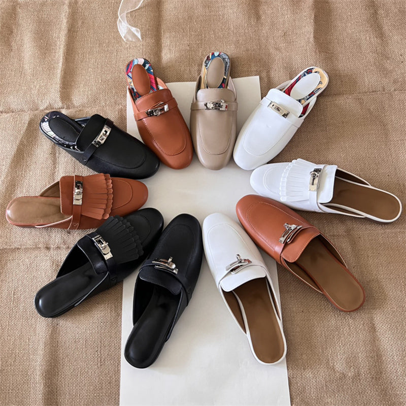 Womens slippers Oz Mules designer slides Natural Noir Blanc tassels beige sable Graffiti women Calfskin Clogs Slipper summer luxury sandals casual s