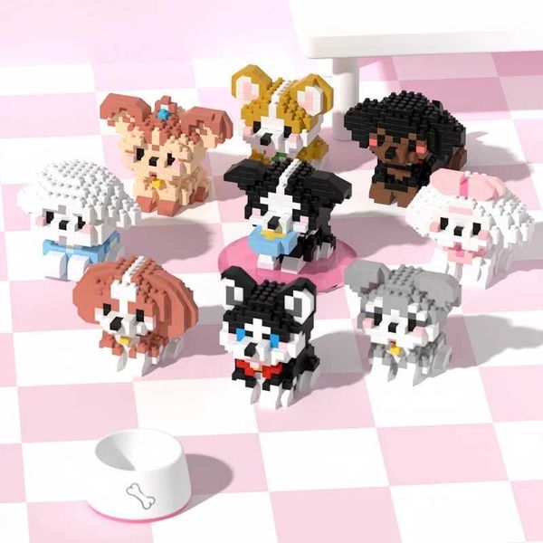 Children Micro Particle Assembled Building Blocks Mini Cartoon Puppy Pet Assembling Bricks Table Decoration Puzzle Toys for KidsT250211