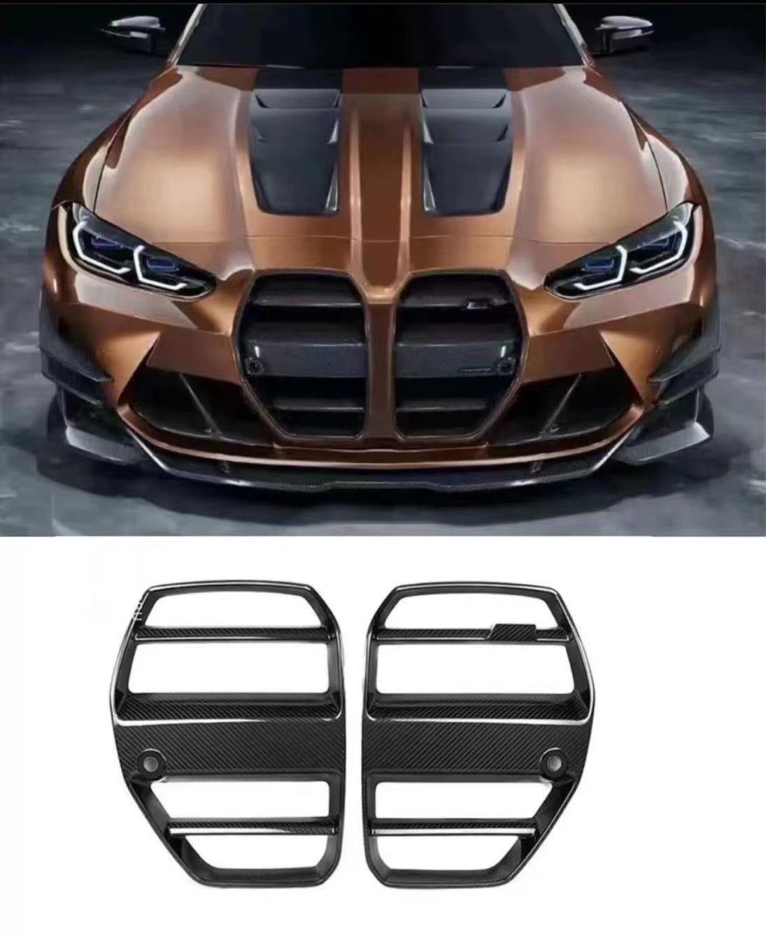 For BMW M3 M4 G80 G82 G83 ST Style High quality Dry Carbon Fiber Car Front Bumper Air Intake Grills Air Intake Gri
