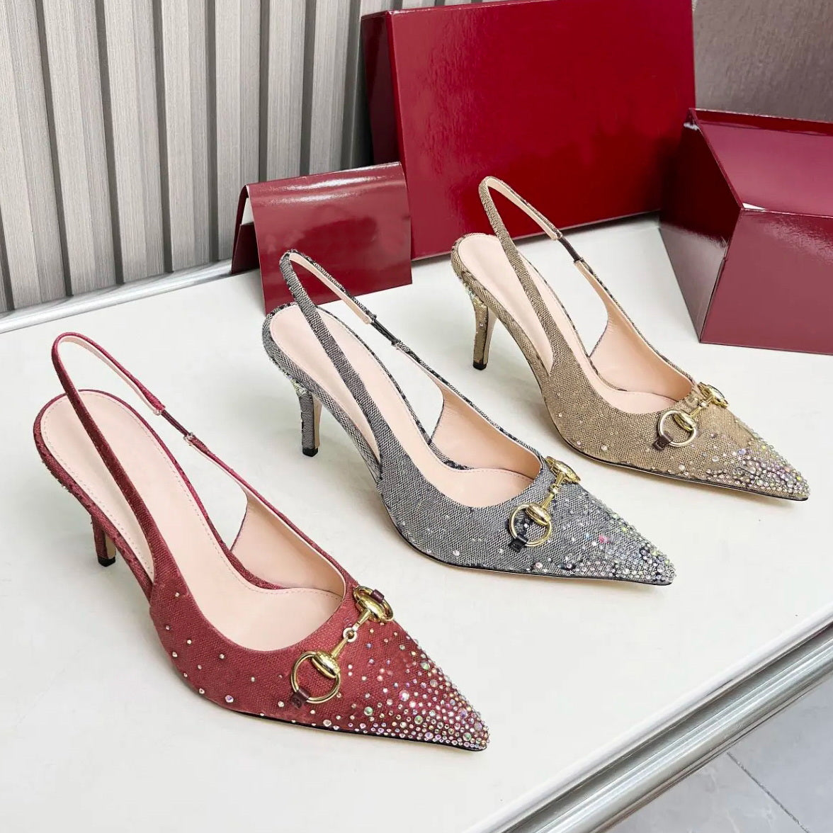 Spring and Autumn New Printed Women&#039;s Dress Shoes Pointed Heel Fashionable Backless Sandals Luxury Designer Metal Buckle Decorative Evening Sho