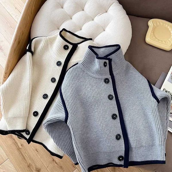 Cardigan Waistcoat Lace clothing boy cardigan autumn clothing 2023 cotton top lace knit jacket WX5.31