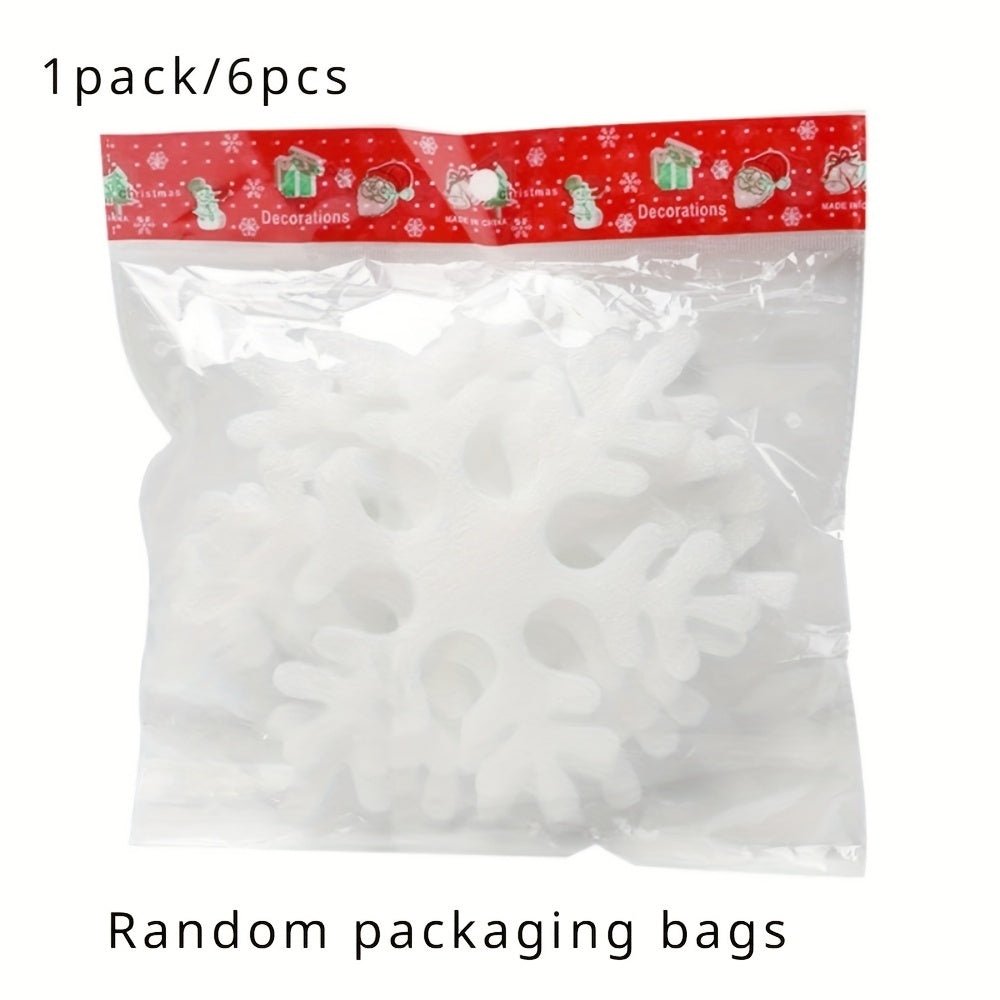 TEMU 1pack-6pcs Foam Simulation Snowflakes, Christmas Tree Pendants, Hanging Decorations, Window Decorations, Christmas Gifts