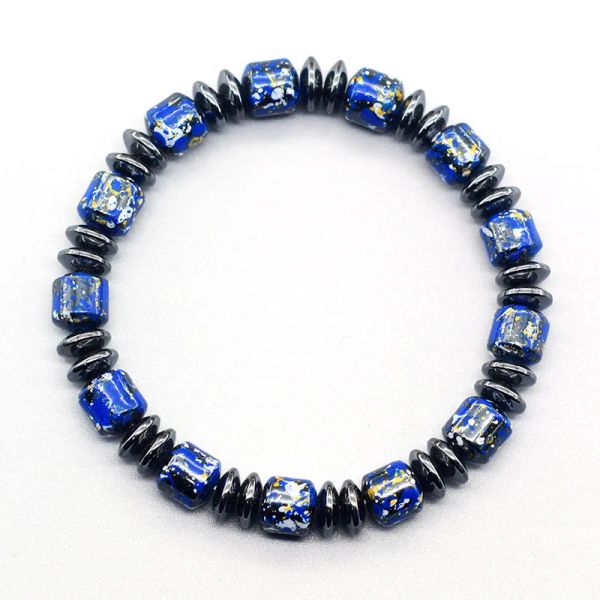 Classical Hematite Energy Bead Elastic Bohemian Magnetic Therapy Health Care Loss Weight Bracelet Health Care for Women Men Gift