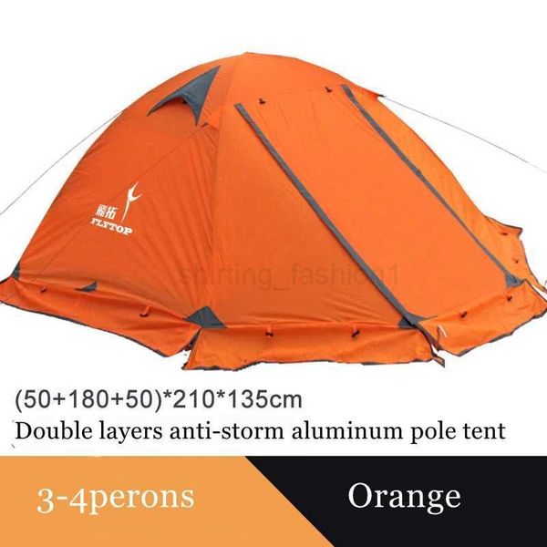 Flytop 2 layer 2-3 Person Outdoor Camping Tent 4 Season Aluminum Rod Hiking Beach Wafterproof Family Team Snow Skirt Car TentCL240722