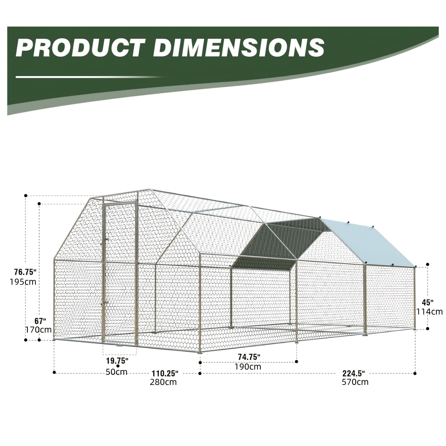 TEMU Halloween Large Metal Chicken Coop With -in Poultry Cage Chicken Runs House Pen Cage Dome Roofed Chicken Coops With Anti-ultraviolet Cover For