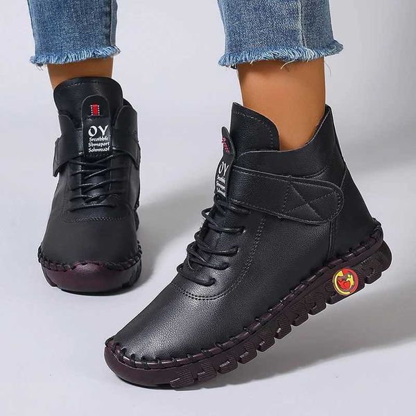 Boots PU Leather Ankle Boots Women Plus Size Faux Fur Womens Boots Winter Short Boots 2024 New Waterproof Snow Boot Botas J241104 J241104 J2