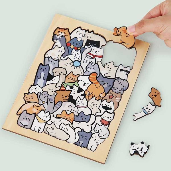 Building Building Kids Creative Shape Puzzles Games Table Games Dog Cat Panda empilhado Puzzle Brain Games Montessori Pensando Educação Toy